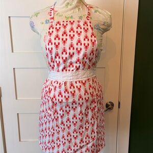 Classic Lobster Print Cotton Apron in Red and White